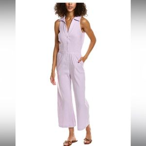 MONROW HALTER POLO LINEN-BLEND JUMPSUIT